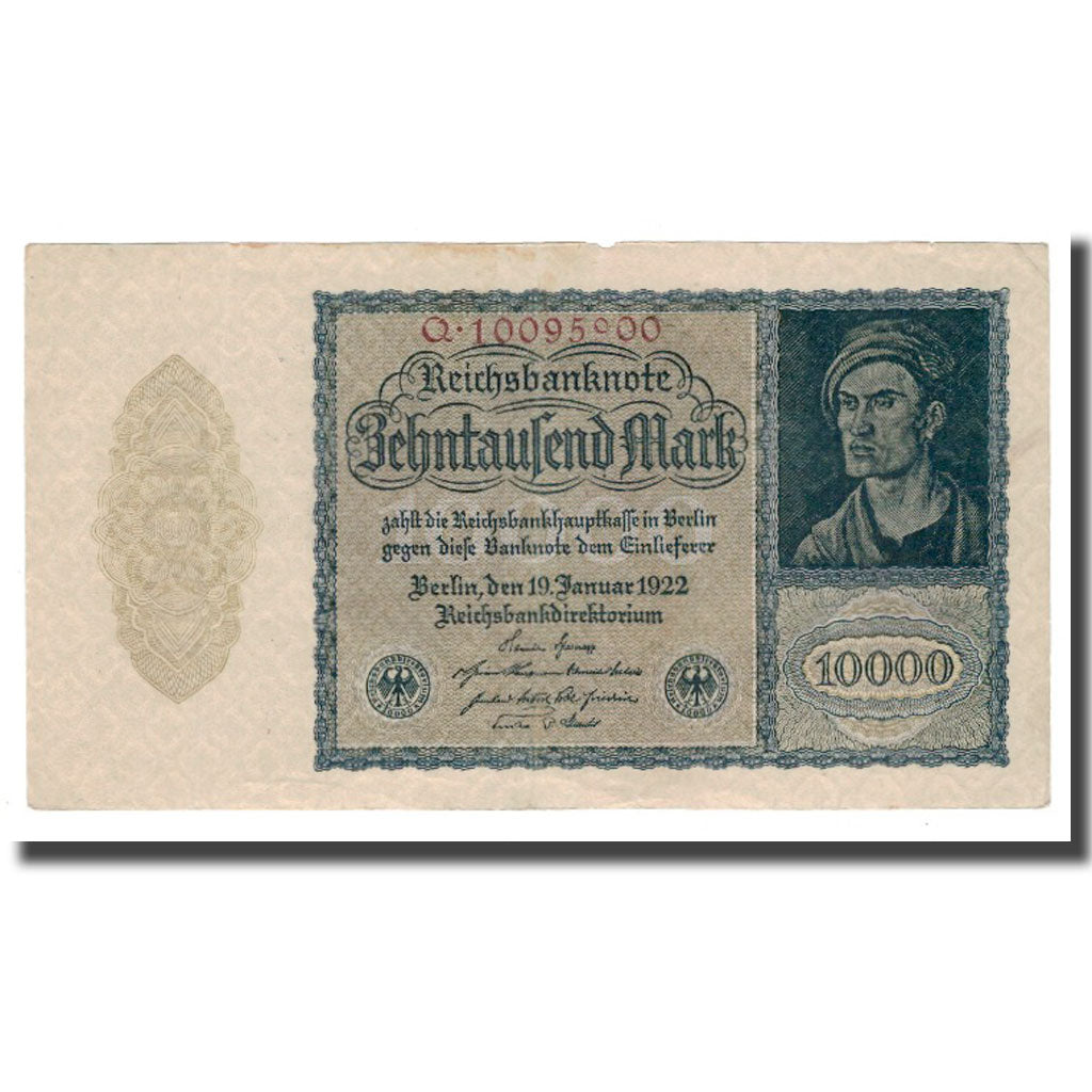 Geldschein, Deutschland, 10,000 Mark, 1922, 1922-01-19, KM:72, SS