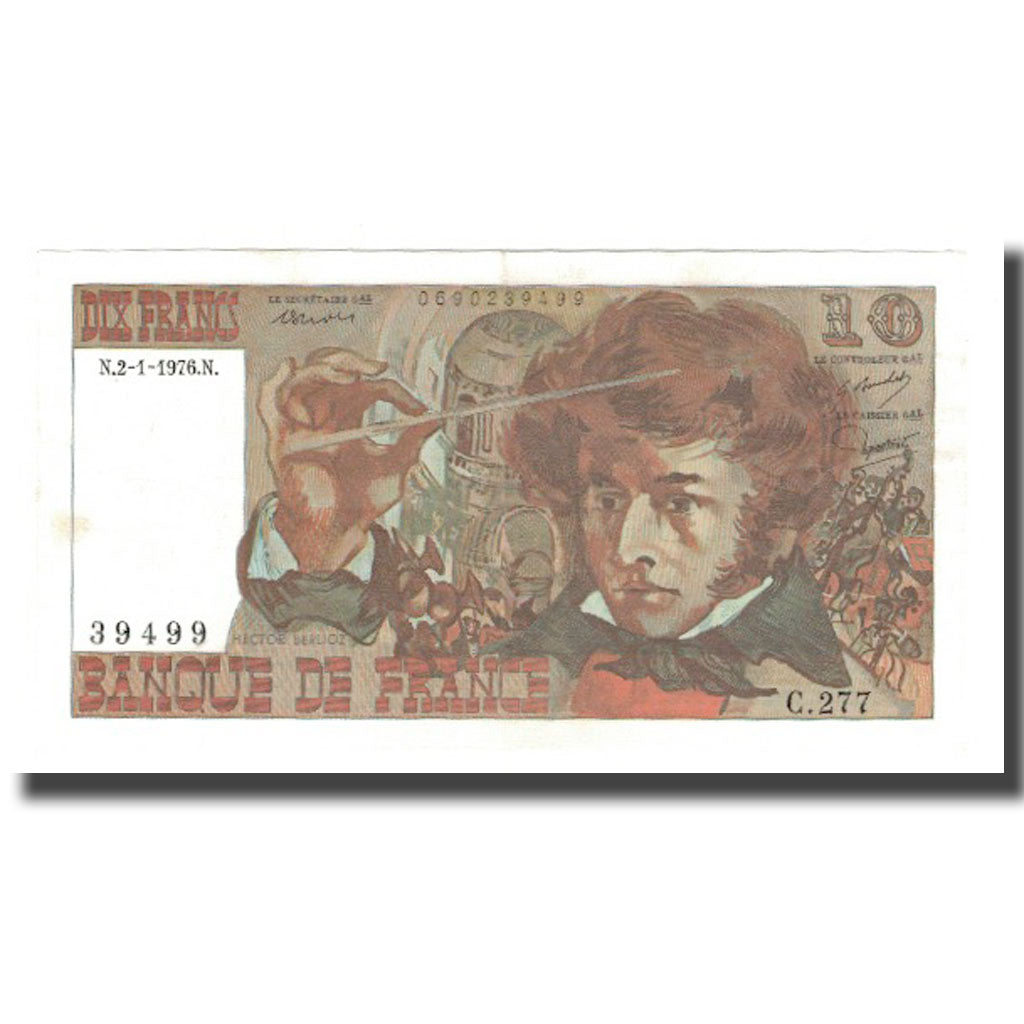 Francja, 10 Francs, Berlioz, 1976, 1976-01-02, AU(55-58), Fayette:63.16, KM:150c