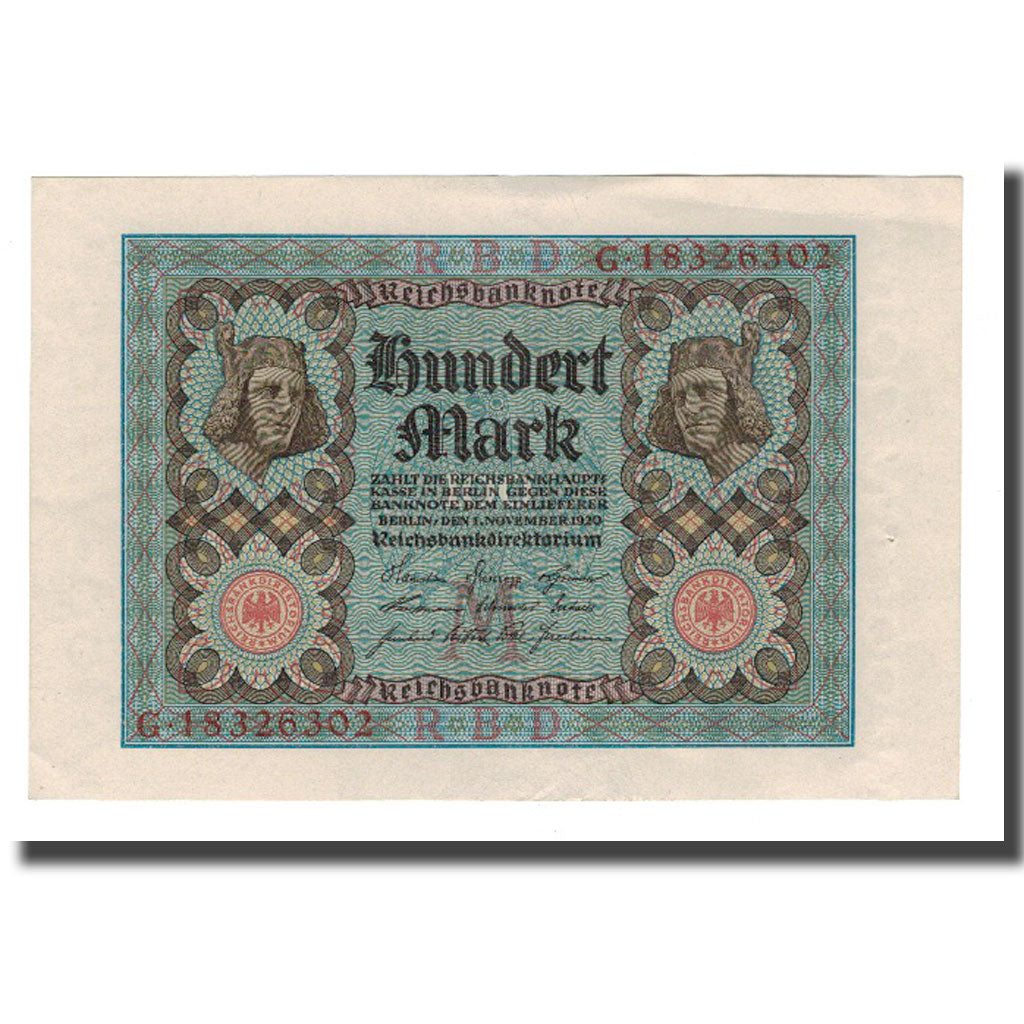 Geldschein, Deutschland, 100 Mark, 1920, 1920-11-01, KM:69b, UNZ-
