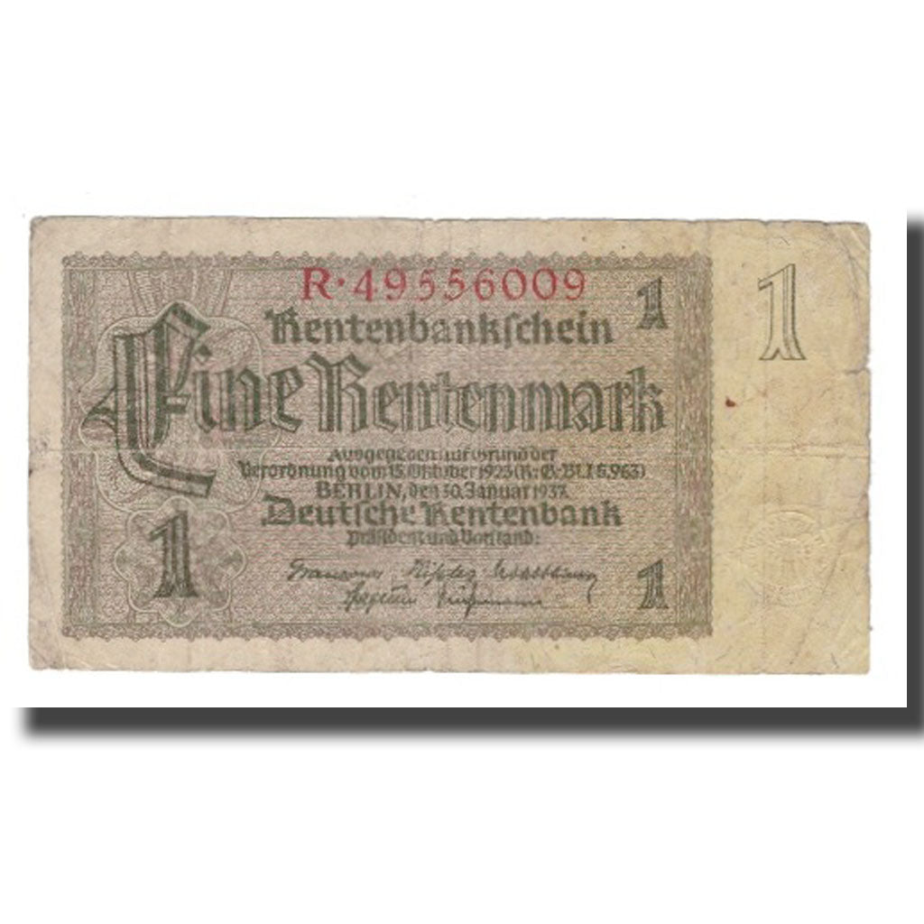 Geldschein, Deutschland, 1 Rentenmark, 1937, 1937-01-30, KM:173b, SGE+