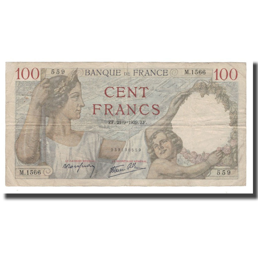 Frankreich, 100 Francs, 1939, 1939-09-21, SS, Fayette:26.07, KM:94