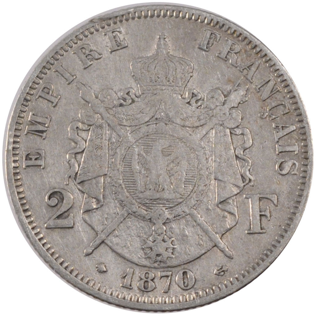 Coin, France, Napoleon III, Napoléon III, 2 Francs, 1870, Paris, EF(40-45)