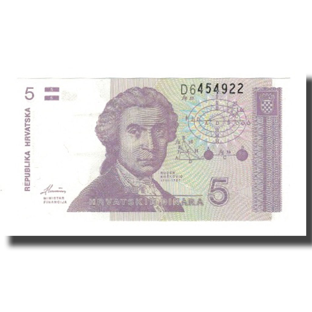 Banknote, Croatia, 5 Dinara, 1991, 1991-10-08, KM:17a, UNC(65-70)
