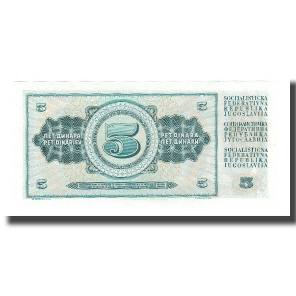 Billet, Yougoslavie, 5 Dinara, 1968, 1968-05-01, KM:81a, NEUF