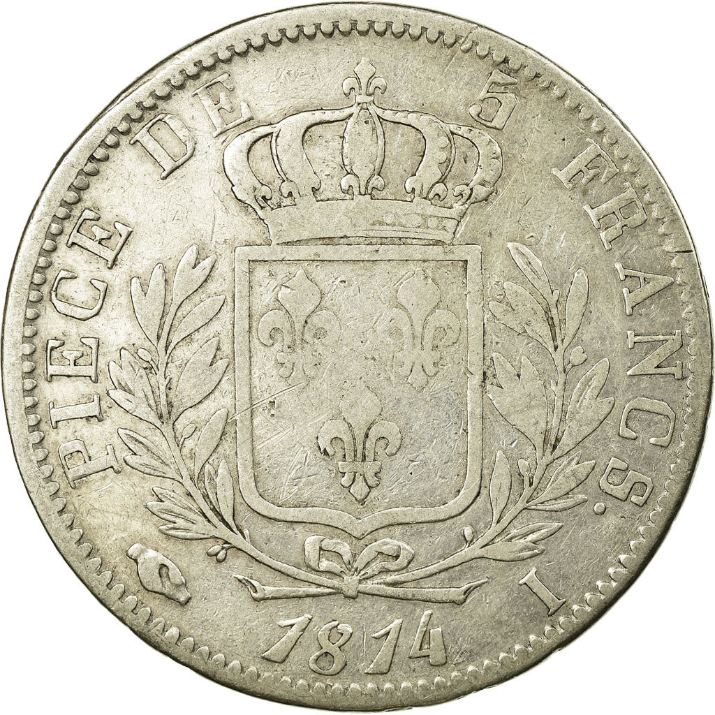 Monnaie, France, Louis XVIII, Louis XVIII, 5 Francs, 1814, Limoges, TB+, Argent