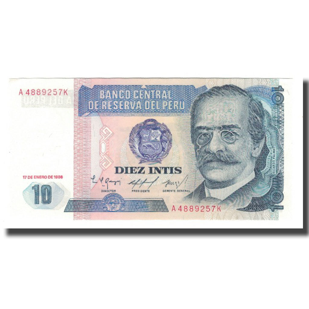 Nota, Peru, 10 Intis, 1986, 1986-01-17, KM:128, UNC(65-70)