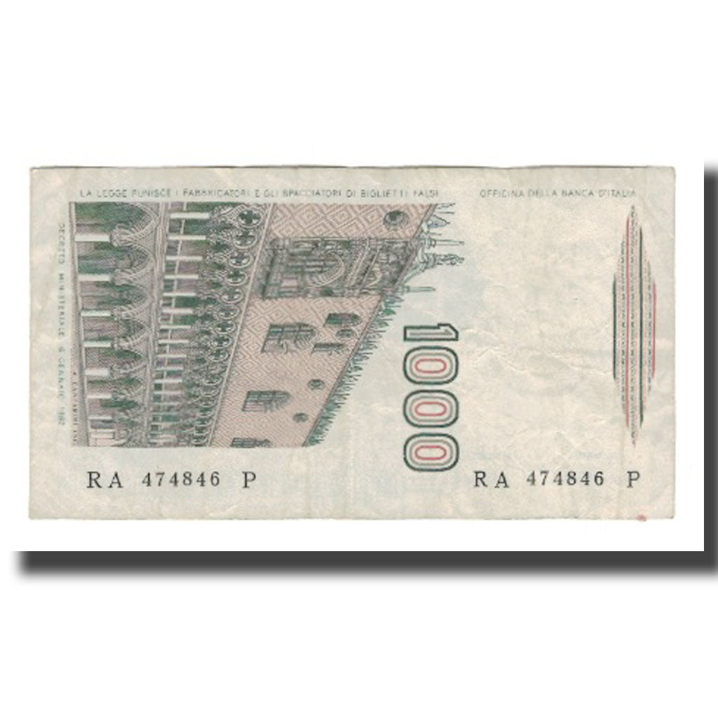 Nota, Itália, 1000 Lire, 1982, 1982-01-06, KM:109a, AU(55-58)