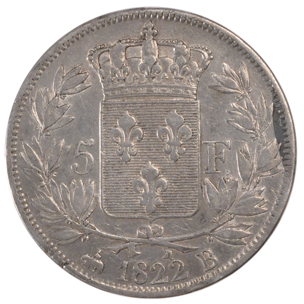 Münze, Frankreich, Louis XVIII, Louis XVIII, 5 Francs, 1822, Rouen, SS, Silber