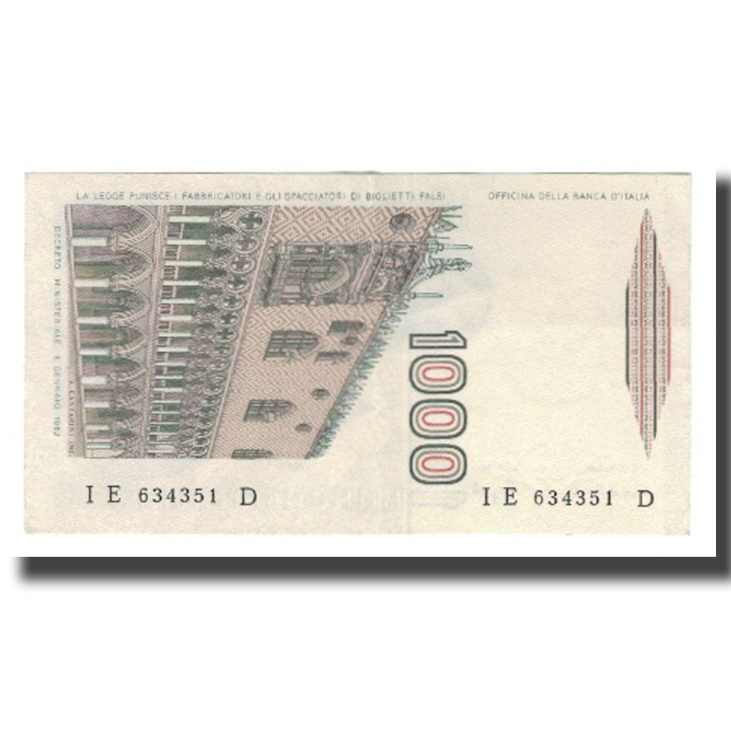 Nota, Itália, 1000 Lire, D.1982, KM:109b, AU(55-58)