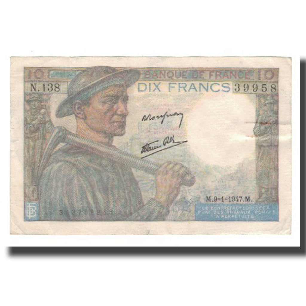 Francia, 10 Francs, 1941-1949, 1947-01-09, BB+, Fayette:08.17, KM:99e