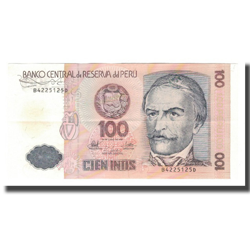Biljet, Peru, 100 Intis, 1987, 1987-06-26, KM:133, SPL