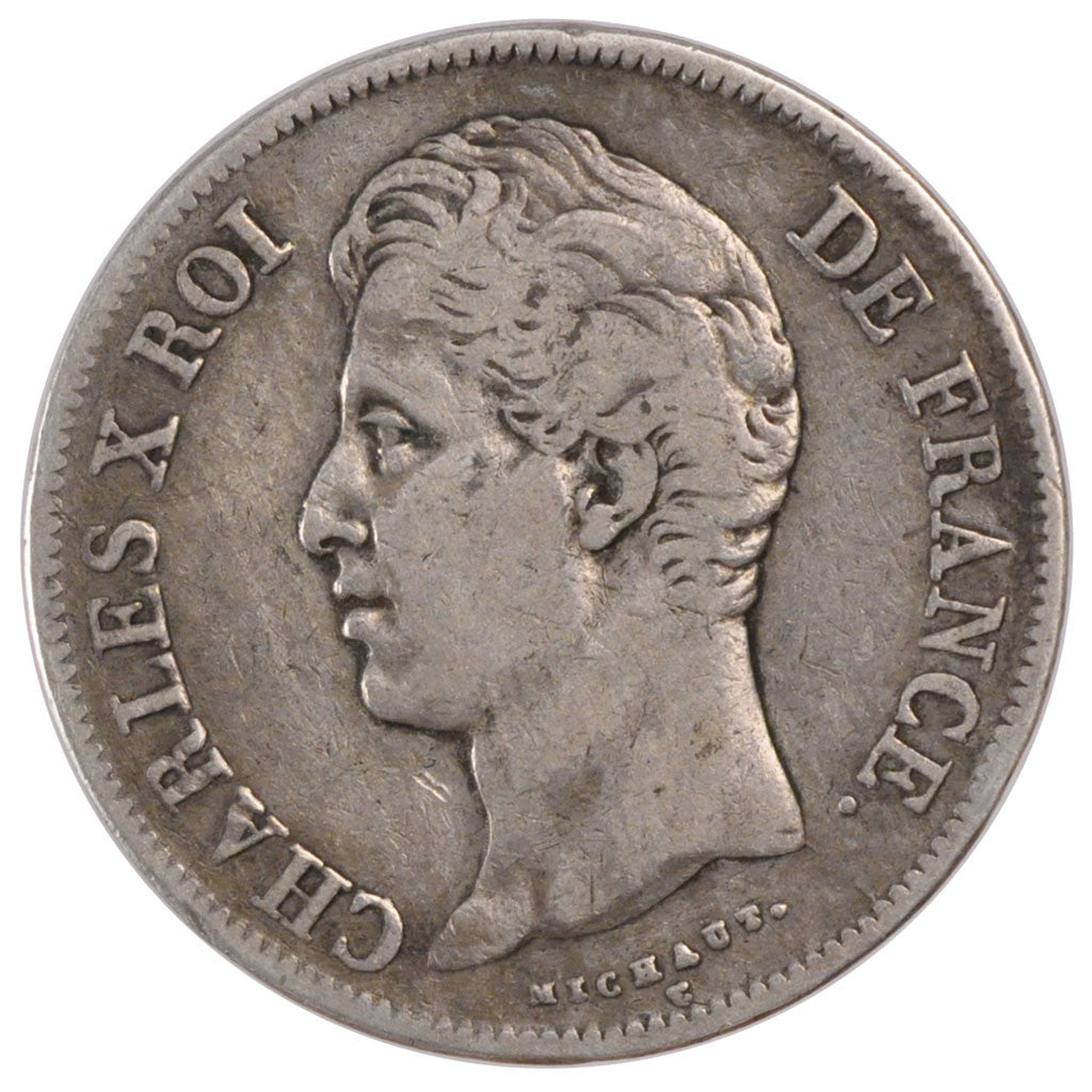 Moneta, Francja, Charles X, 5 Francs, 1827, Bordeaux, VF(30-35), Srebro