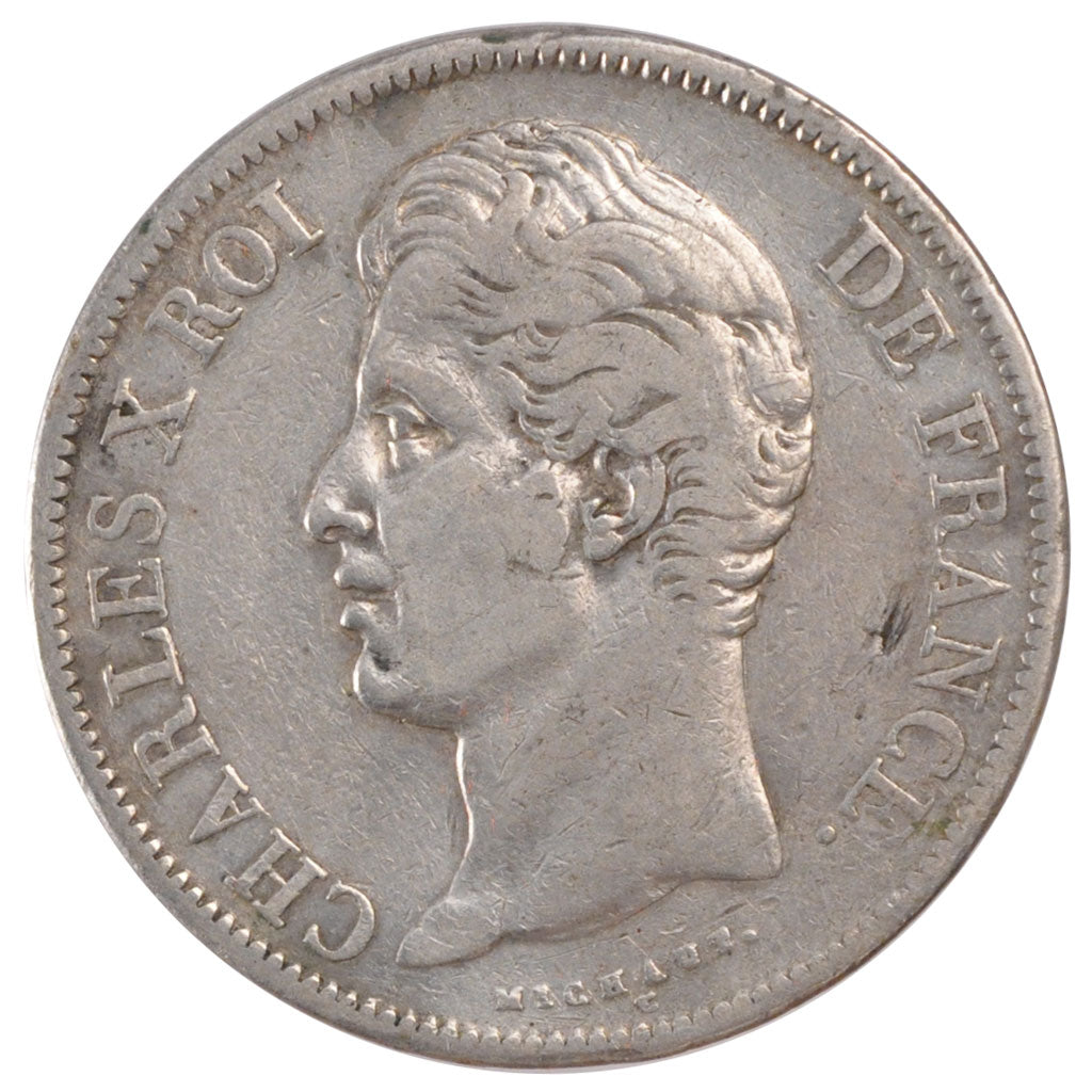 Münze, Frankreich, Charles X, 5 Francs, 1829, Bordeaux, S+, Silber, KM:728.7