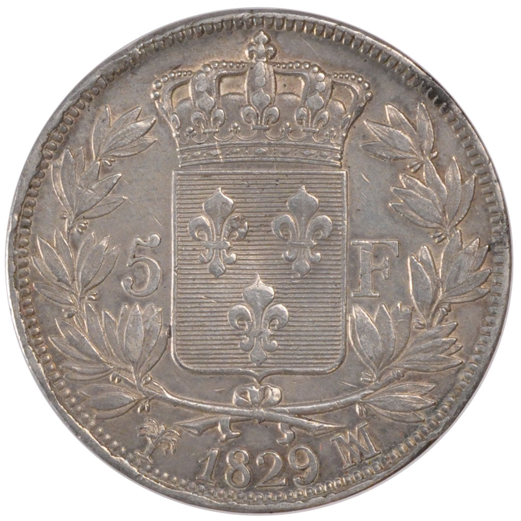 Coin, France, Charles X, 5 Francs, 1829, Marseille, EF(40-45), Silver