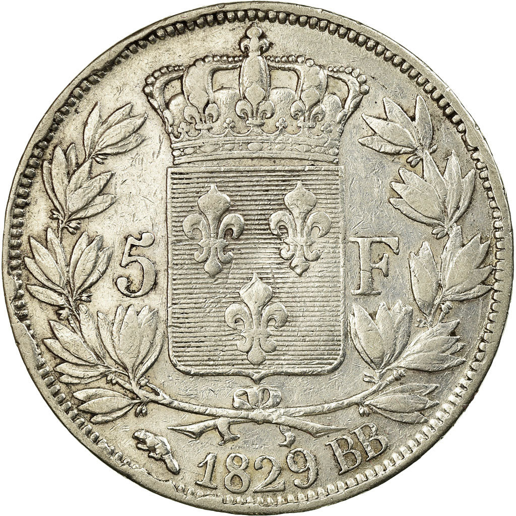 Münze, Frankreich, Charles X, 5 Francs, 1829, Strasbourg, SS, Silber, KM:728.3