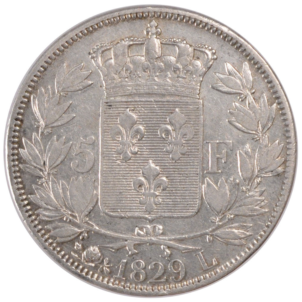 Münze, Frankreich, Charles X, 5 Francs, 1829, Bayonne, SS, Silber, KM:728.8