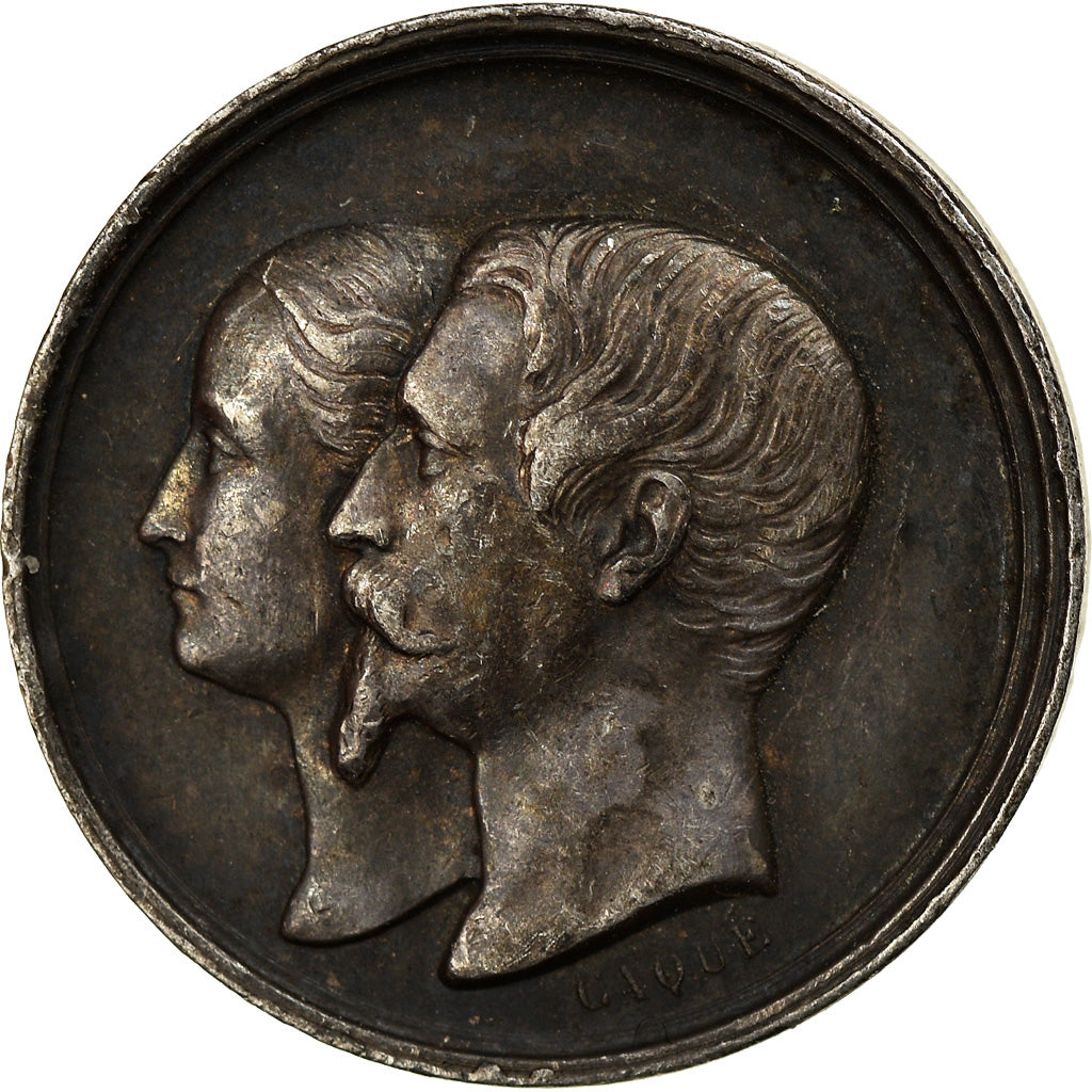 Francja, Medal, Naissance de Napoléon IV, Quinaire, 1856, AU(50-53), Srebro