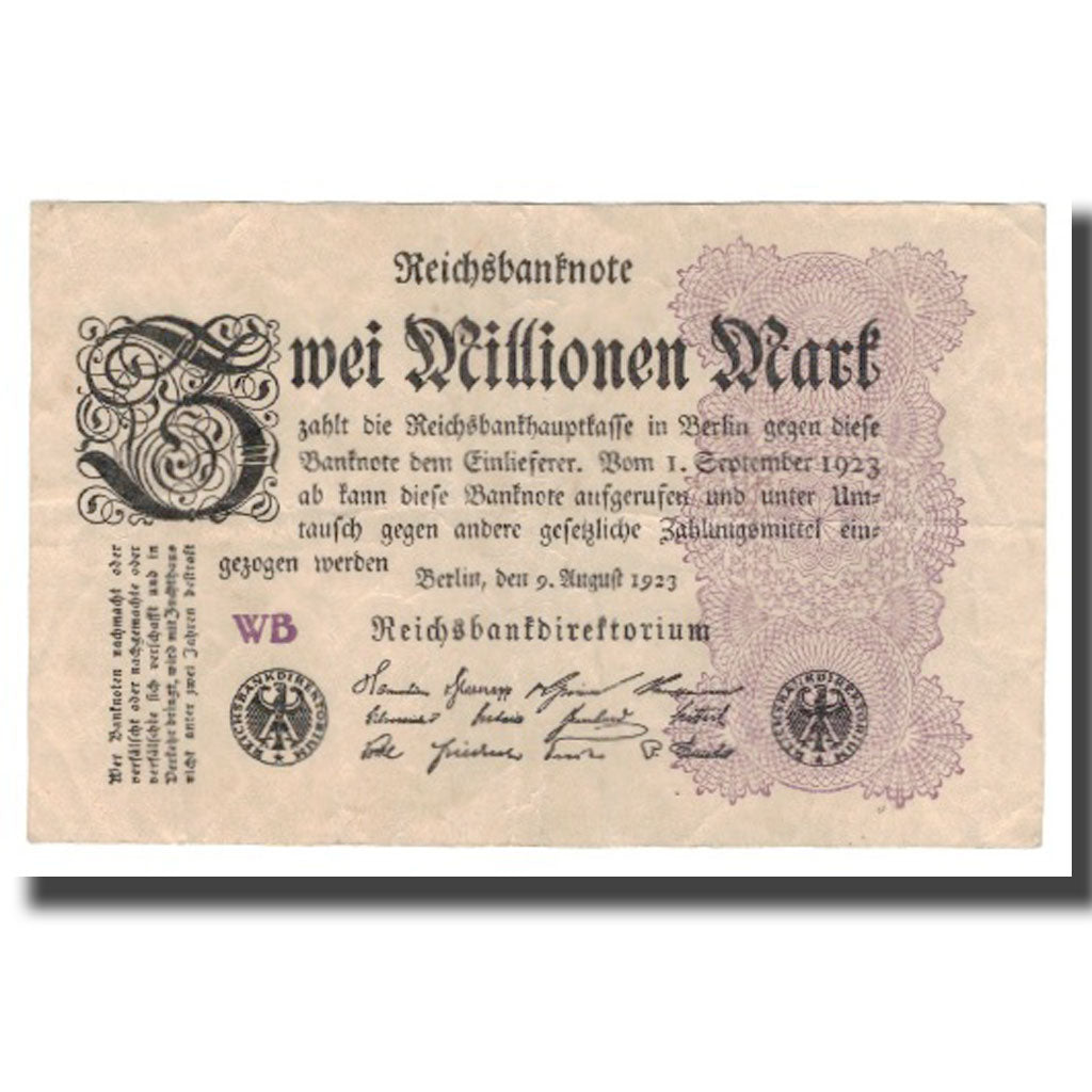 Banknote, Germany, 2 Millionen Mark, 1923, 1923-08-09, KM:104d, VF(30-35)