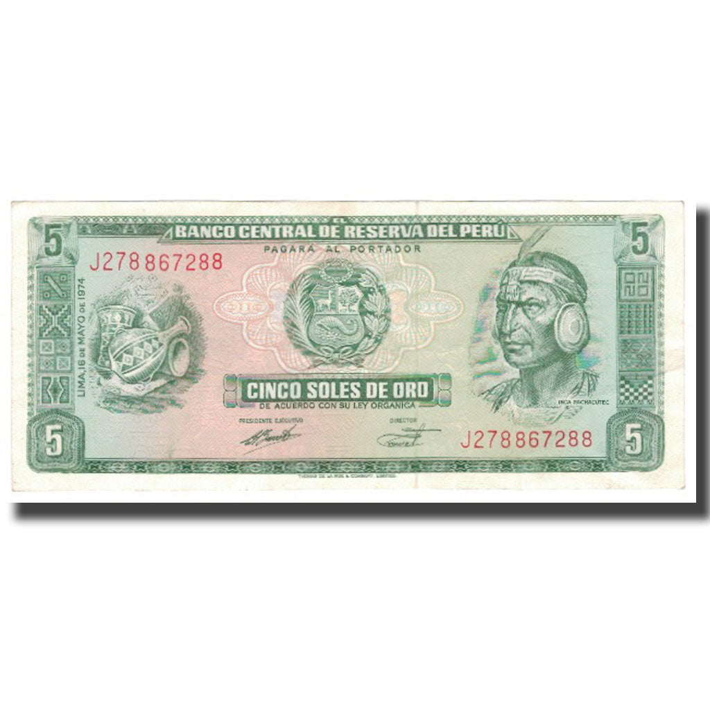 Biljet, Peru, 5 Soles De Oro, 1974, 1974-05-16, KM:99c, SPL
