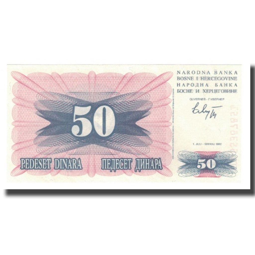 Billete, 50 Dinara, 1992, Bosnia - Herzegovina, 1992-07-01, KM:12a, UNC