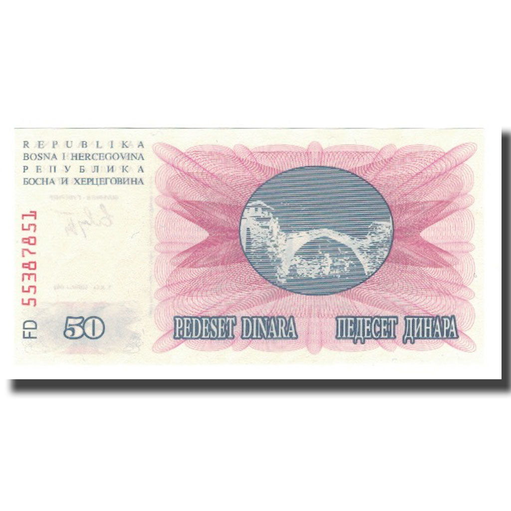 Billete, 50 Dinara, 1992, Bosnia - Herzegovina, 1992-07-01, KM:12a, UNC