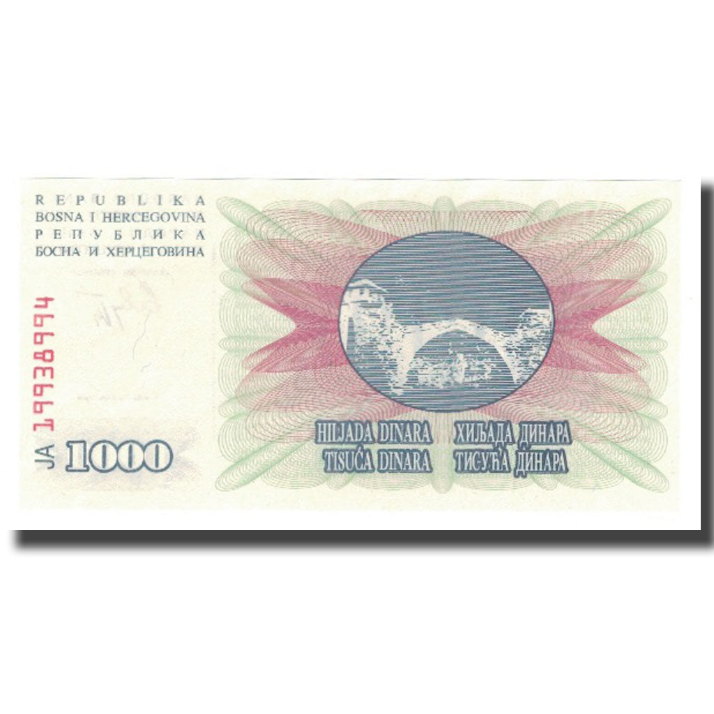 Banknot, Bośnia-Hercegowina, 1000 Dinara, 1992, 1992-07-01, KM:15a, UNC(65-70)