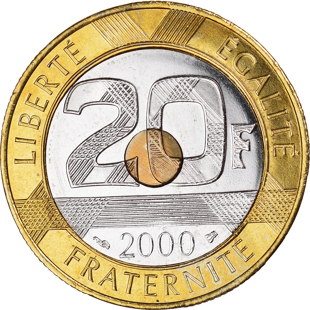 Moneda, Francia, Mont Saint Michel, 20 Francs, 2000, BU, FDC, Trimetálico