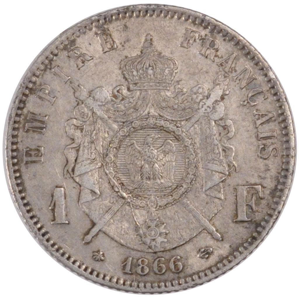 Monnaie, France, Napoleon III, Napoléon III, Franc, 1866, Paris, TTB+, Argent