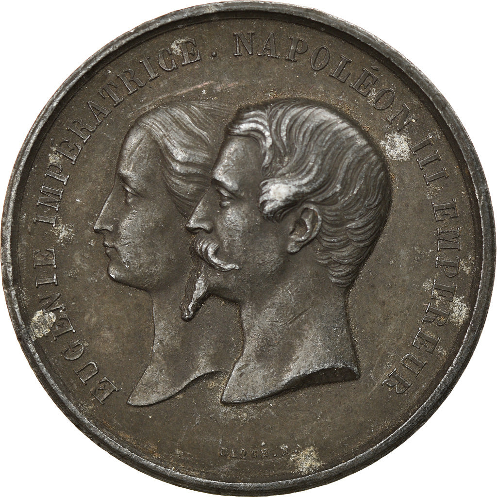 Francia, medaglia, Napoléon III et Eugénie, Palais de l'Industrie, Caqué, BB