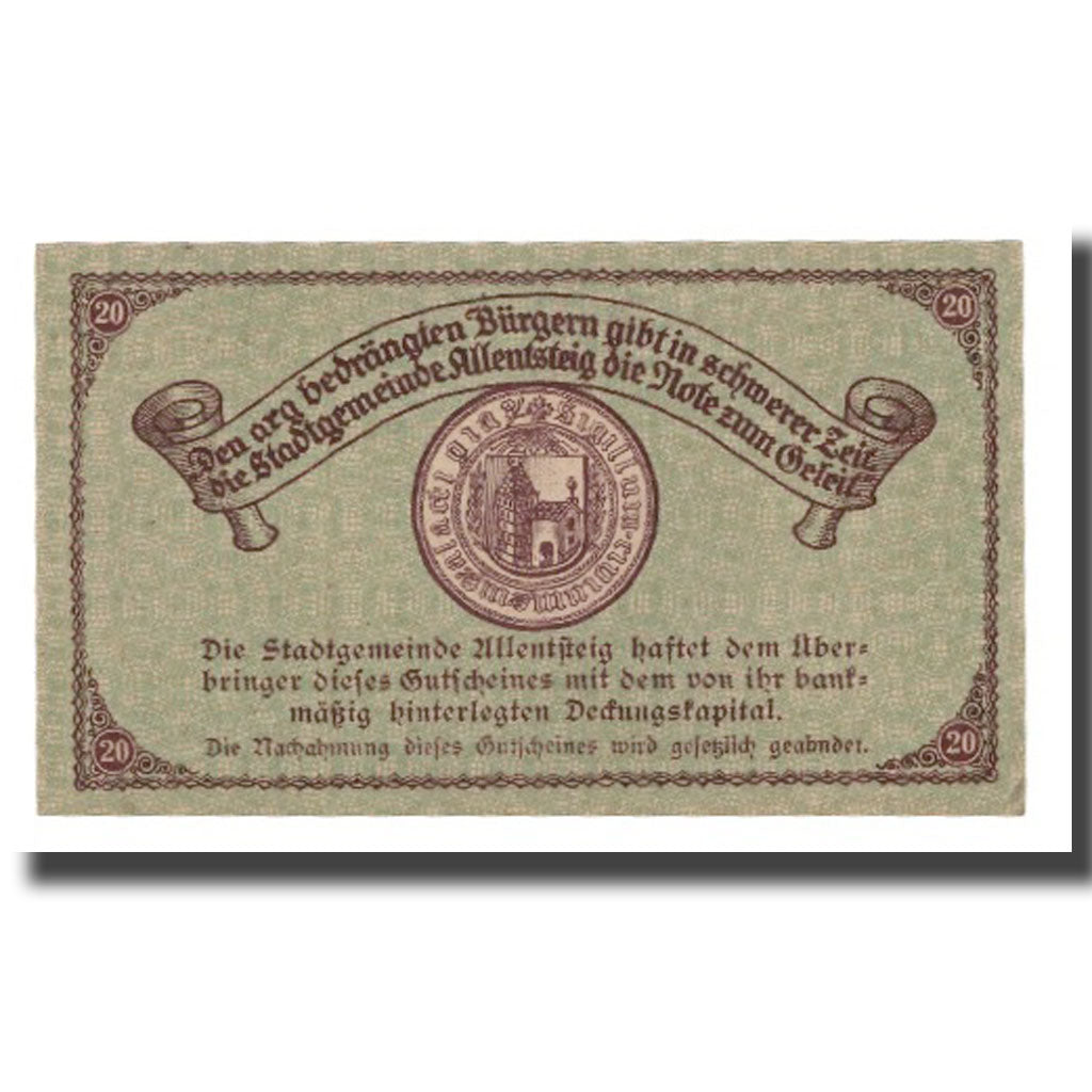 Billete, Austria, Allentsteig, 20 Heller, Blason 1, 1920, 1920-05-01, UNC
