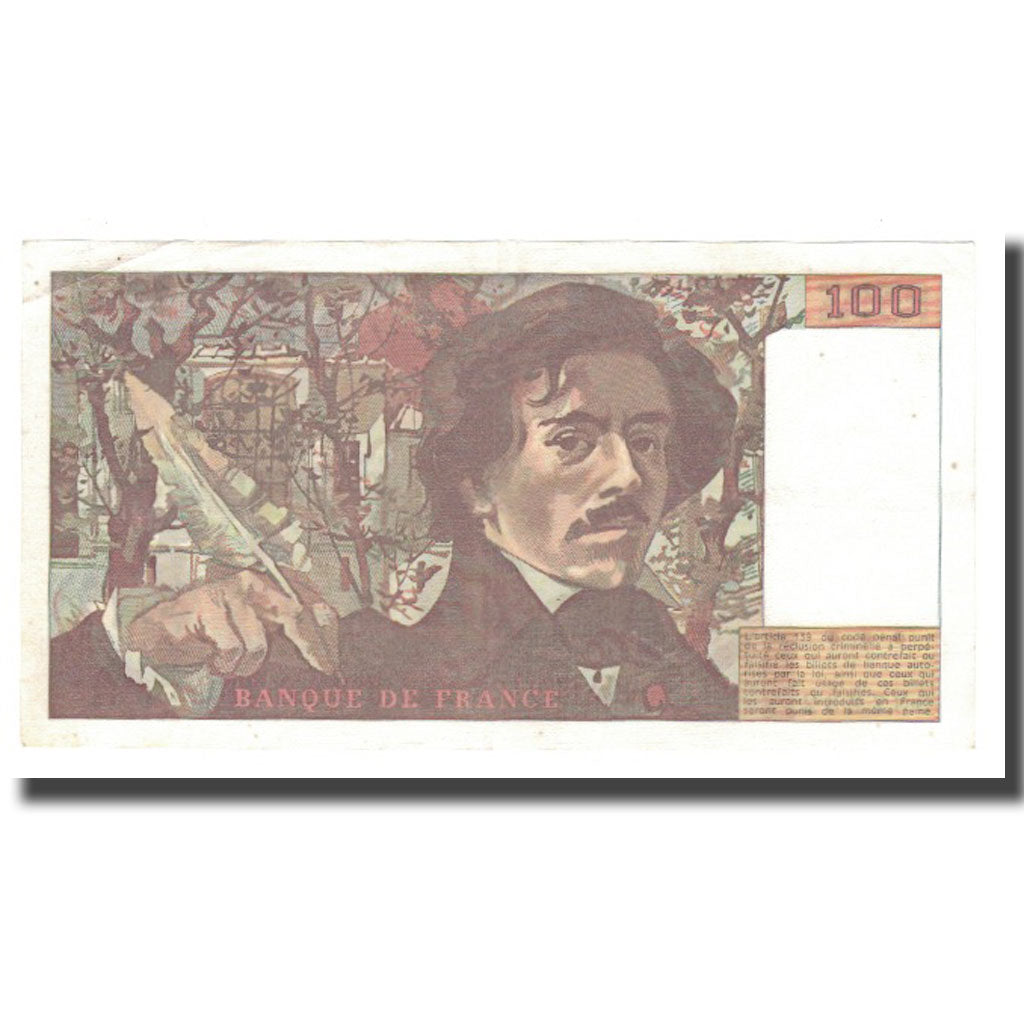 França, 100 Francs, Delacroix, 1979, EF(40-45), Fayette:69.02C, KM:154a