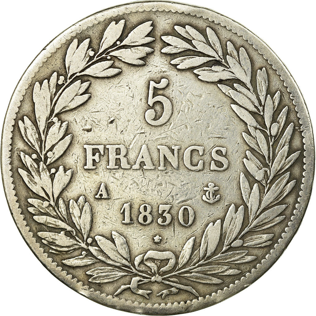 Coin, France, Louis-Philippe, 5 Francs, 1830, Paris, VF(30-35), Silver, KM:738