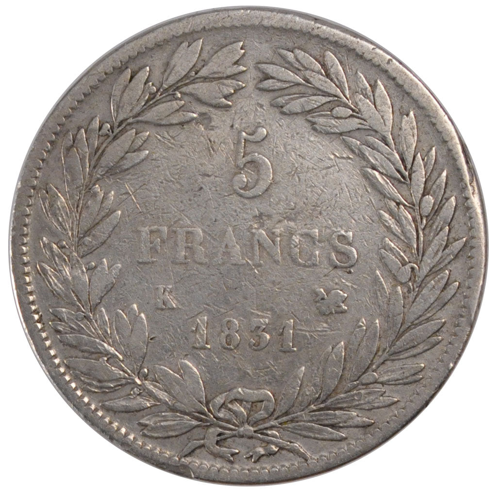 Münze, Frankreich, Louis-Philippe, 5 Francs, 1831, Bordeaux, SS, Silber