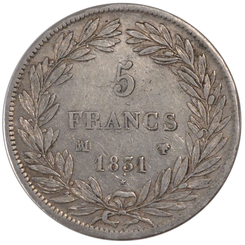 Monnaie, France, Louis-Philippe, 5 Francs, 1831, Marseille, TTB+, Argent
