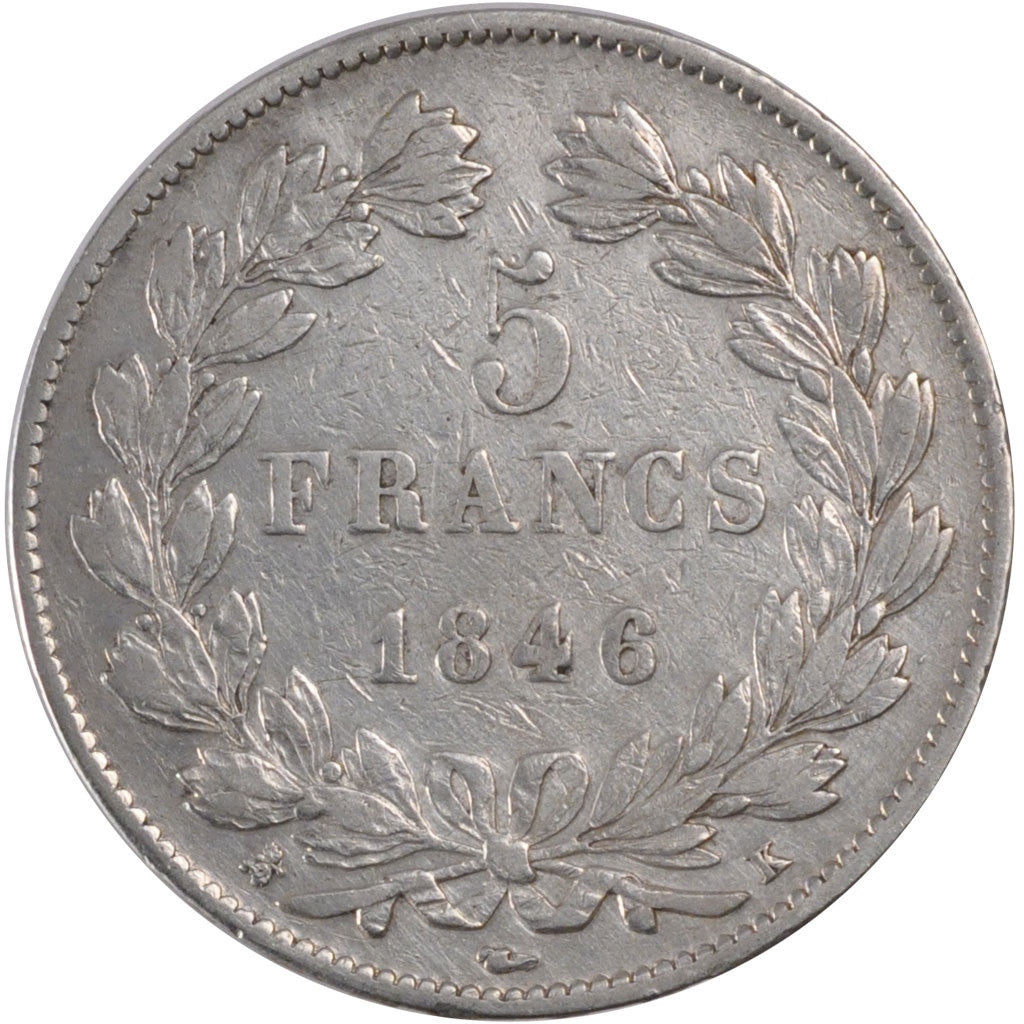 Monnaie, France, Louis-Philippe, 5 Francs, 1846, Bordeaux, TTB, Argent