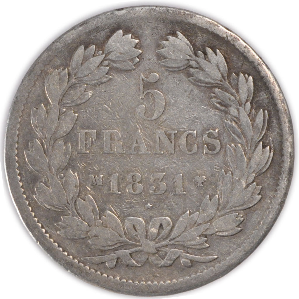 Monnaie, France, Louis-Philippe, 5 Francs, 1831, Marseille, TB+, Argent