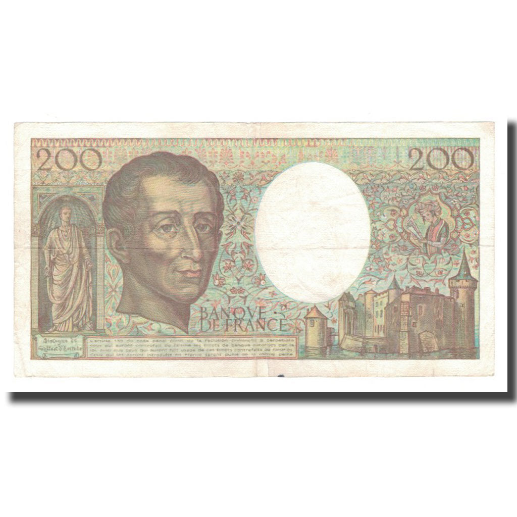 France, 200 Francs, Montesquieu, 1990, EF(40-45), Fayette:70.10b, KM:155d