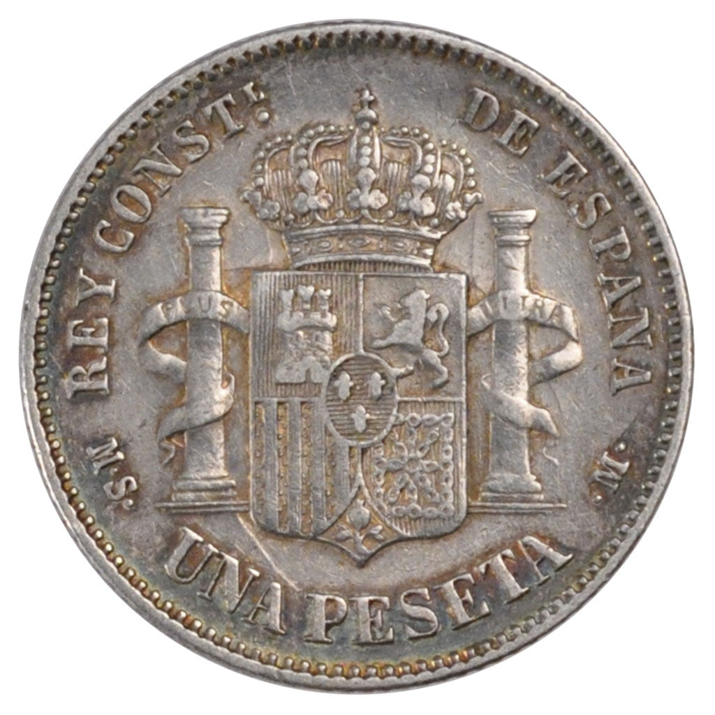 Munten, Spanje, Alfonso XII, Peseta, 1883, Madrid, ZF+, Zilver, KM:686