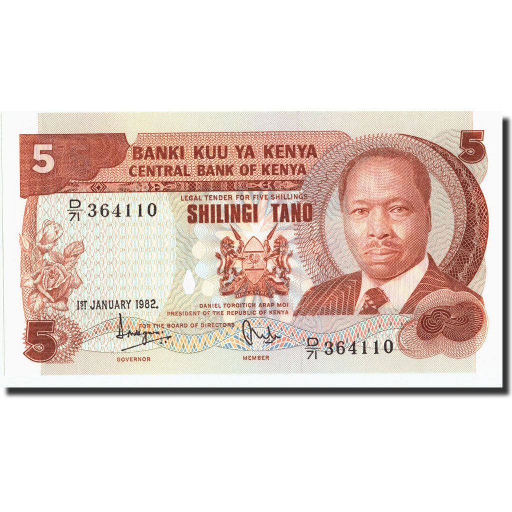 Billet, Kenya, 5 Shillings, 1982, 1982-01-01, KM:19b, NEUF