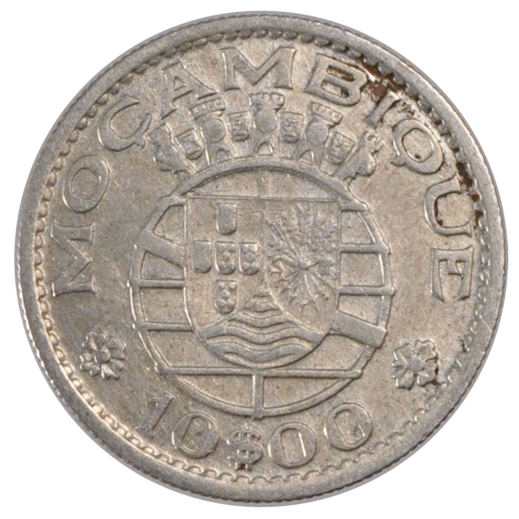 Coin, Mozambique, 10 Escudos, 1952, AU(50-53), Silver, KM:79