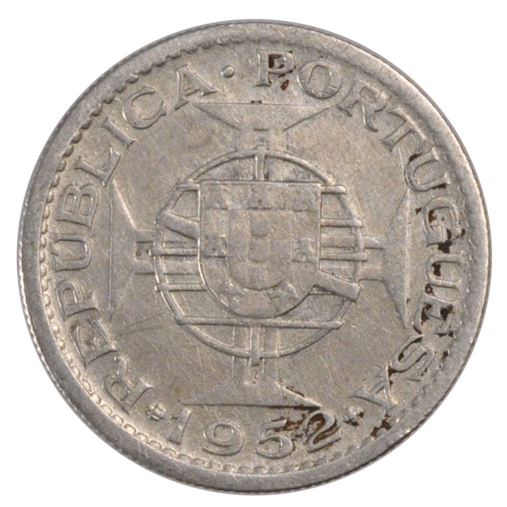 Coin, Mozambique, 10 Escudos, 1952, AU(50-53), Silver, KM:79