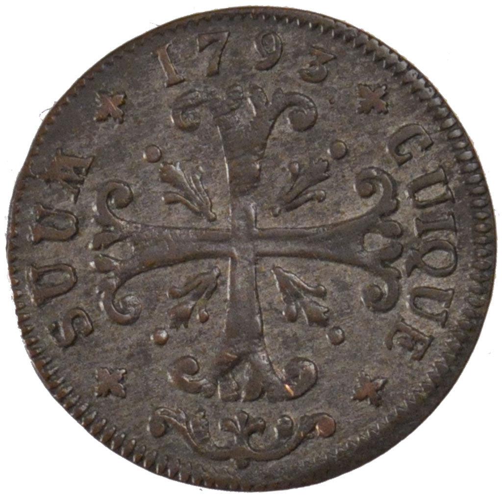 Coin, SWISS CANTONS, NEUCHATEL, 1/2 Batzen, 1793, Neuenburg, AU(50-53), Billon