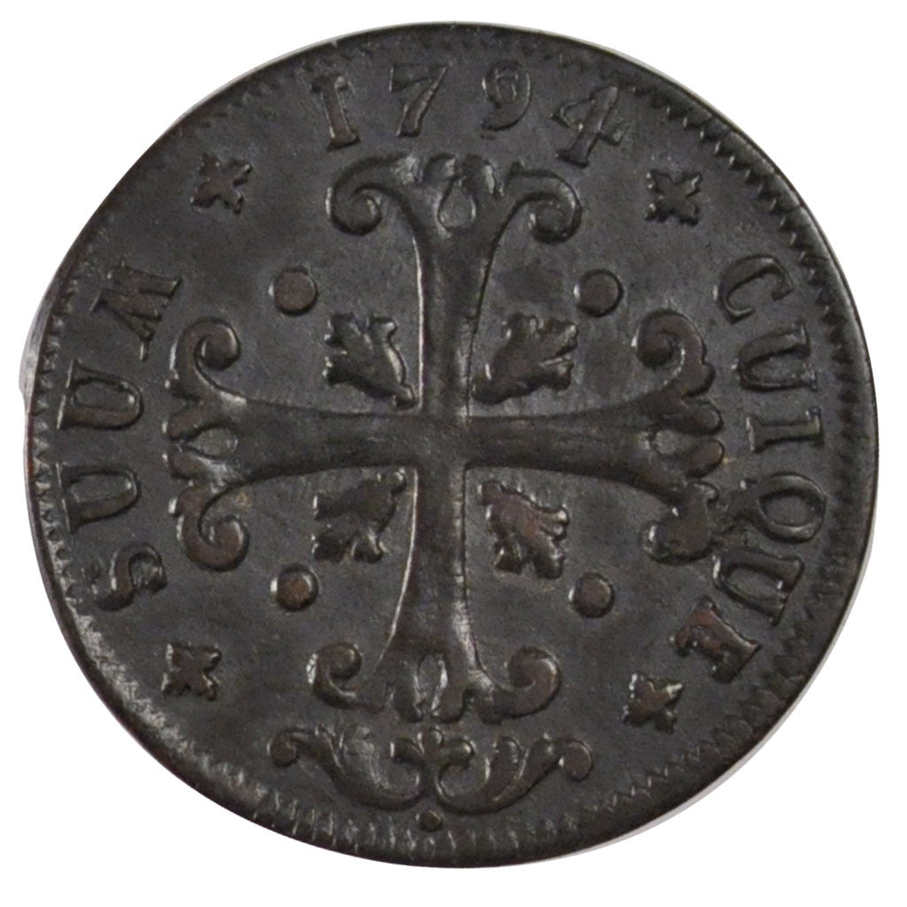 Coin, SWISS CANTONS, NEUCHATEL, 1/2 Batzen, 1794, Neuenburg, AU(50-53), Billon