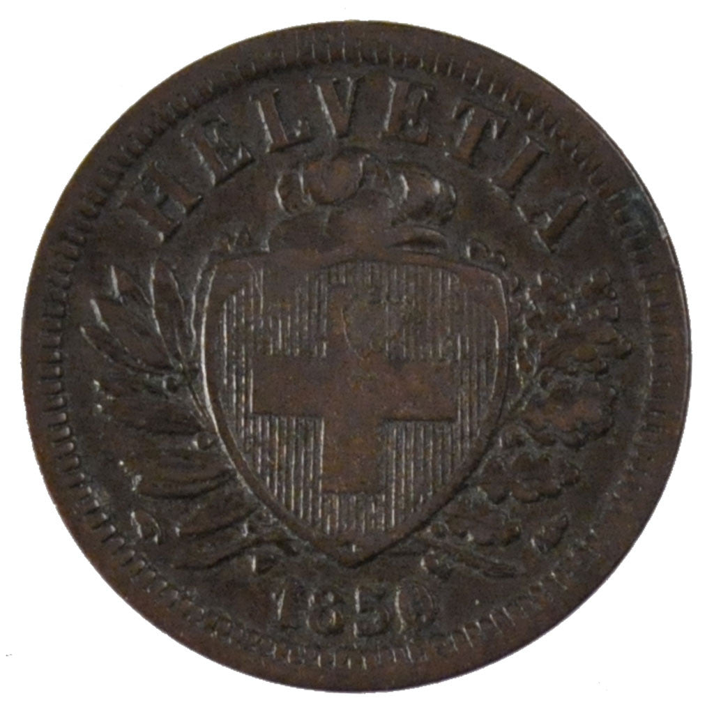 Coin, Switzerland, 2 Rappen, 1850, Paris, EF(40-45), Bronze, KM:4.1