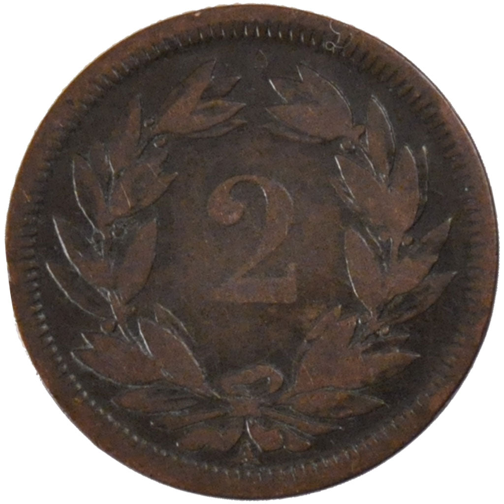 Coin, Switzerland, 2 Rappen, 1850, Paris, VF(30-35), Bronze, KM:4.1