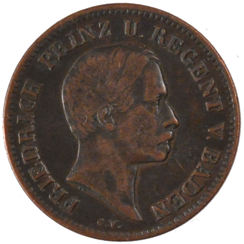 Coin, German States, BADEN, Friedrich I, Kreuzer, 1856, AU(50-53), Copper