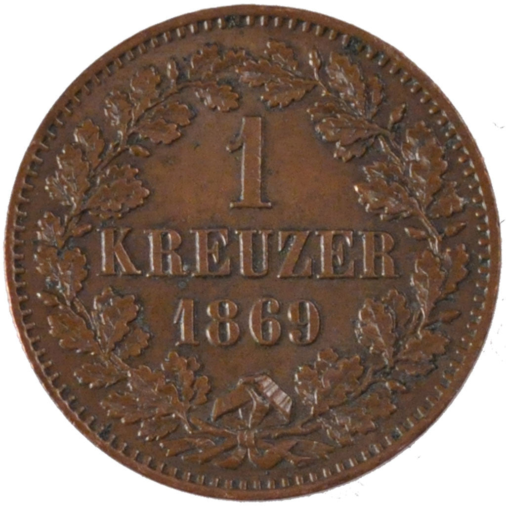 Coin, German States, BADEN, Friedrich I, Kreuzer, 1869, MS(60-62), Copper