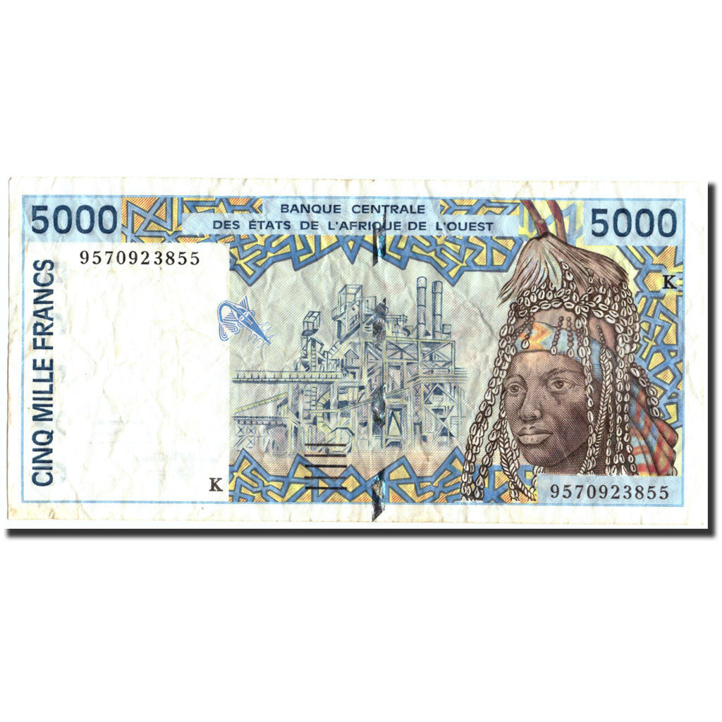 Banknote, West African States, 5000 Francs, 1995, 1995, KM:713Kd, VF(20-25)