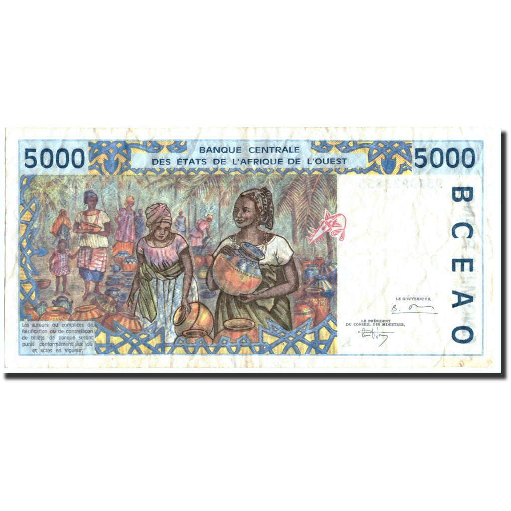 Banknote, West African States, 5000 Francs, 1995, 1995, KM:713Kd, VF(20-25)
