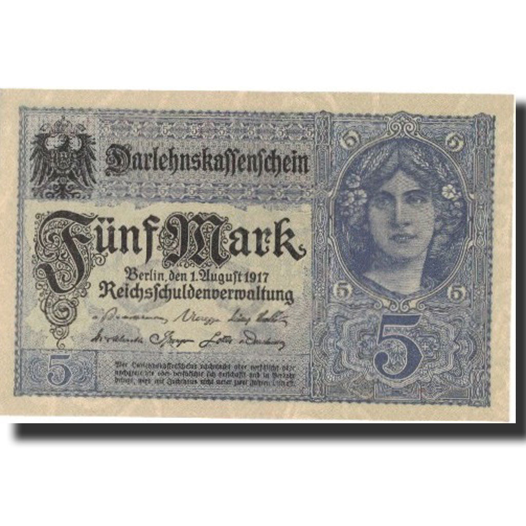 Banknote, Germany, 5 Mark, 1917, 1917-08-01, KM:56a, UNC(64)